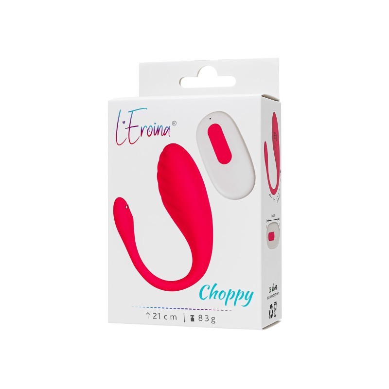 Виброяйцо с пультом управления L'Eroina CHOPPY, силикон, розовый, 21 см