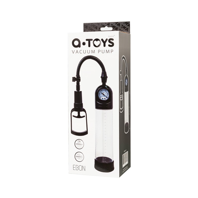 Помпа для пениса с монометром A-Toys by TOYFA Ebon, силикон, прозрачный, 20 см
