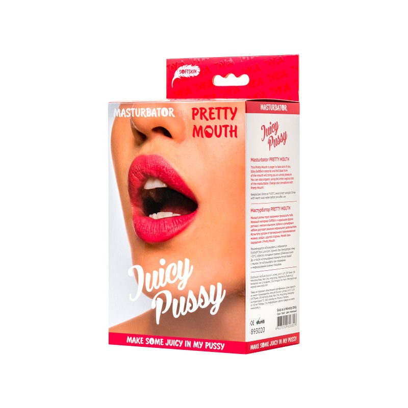Мастурбатор реалистичный Juicy Pussy by TOYFA Pretty Mouth, рот и вагина, SoftSkin, телесный,17 см