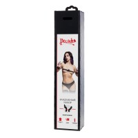 Бондажный набор Pecado BDSM, 3 точки фиксации, распорка, наручники, натуральная кожа, черный