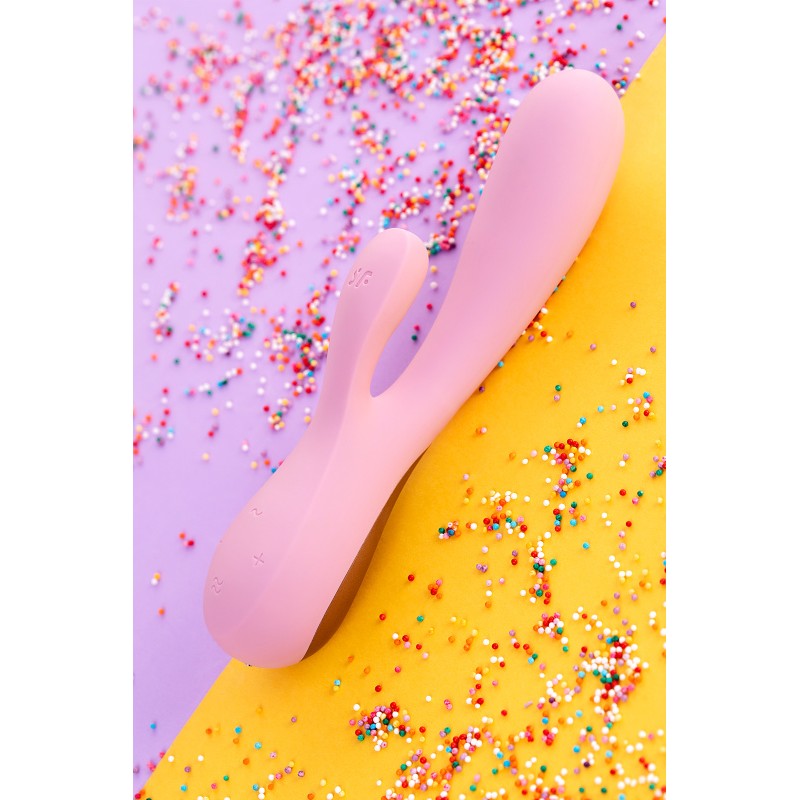 Нереалистичный вибратор Satisfyer Mono Flex Connect App, силикон, розовый, 20,4 см.