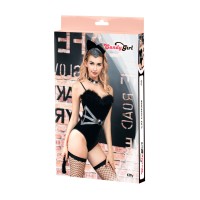 Костюм кошки Candy Girl Kitty (боди, головной убор, чокер, пояс, чулки), черный, OS