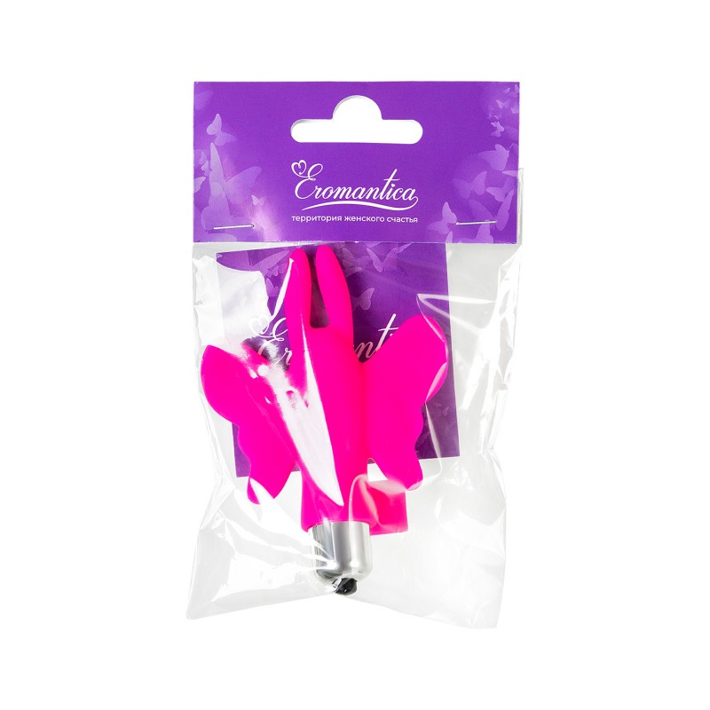 Вибронасадка бабочка на палец Eromantica Butterfly, силикон, розовая, 10 см