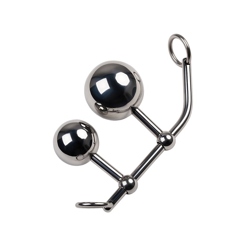 Стринги TOYFA Metal с двумя шарами, серебряные