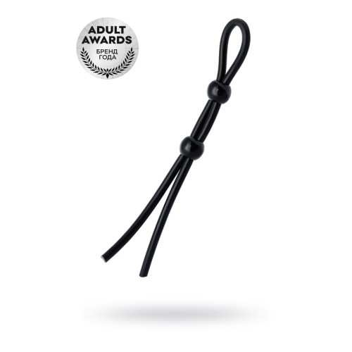 Лассо на пенис A-Toys by TOYFA Riat с двумя бусинами, силикон, черное, 19,5 см