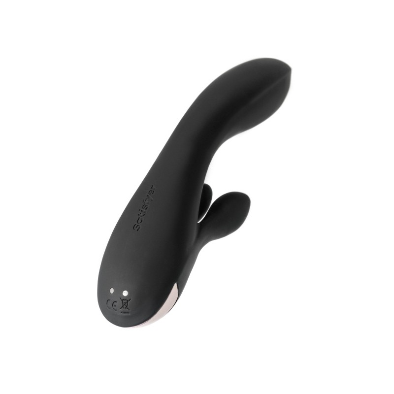Вибратор с клиторальным стимулятором Satisfyer Double Flex Connect App, черный, силикон, 20 см