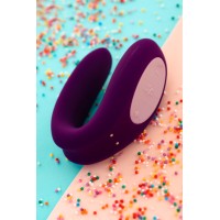 Многофункциональный стимулятор для пар Satisfyer Double Joy Connect App, силикон, фиолетовый, 18 см