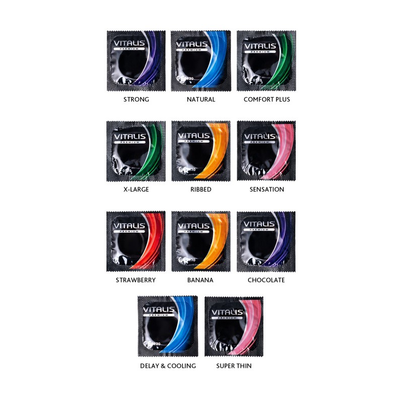 Презервативы Vitalis, premium, микс, 18 см, 5,3 см, 15 шт.