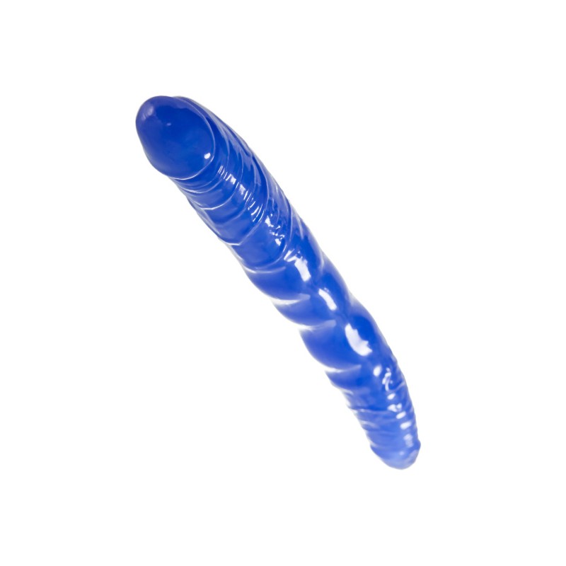 Двусторонний фаллоимитатор  Toyfa Basic, TPE, синий, 28,5 см