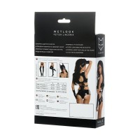 Комплект Glossy HALLE из материала Wetlook (топ, мини-шорты и перчатки), черный, М