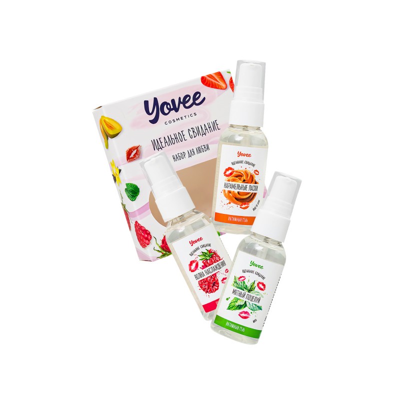 Набор гелей-смазок Yovee для любви (721002+721006+721014), вкусовые (малина+мята+карамель), 3х50 мл