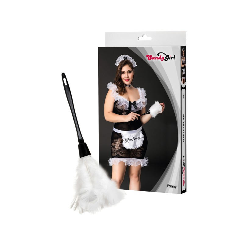 Фото Candy Girl, Гонконг Костюм горничной Candy Girl Fanny (платье, ободок, чокер, фартук,метелка) черно-белый, 2XL