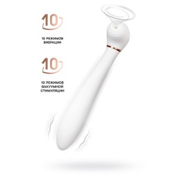 Вибратор с вакуумной стимуляцией Flovetta JASMINE, силикон, белый, 23 см