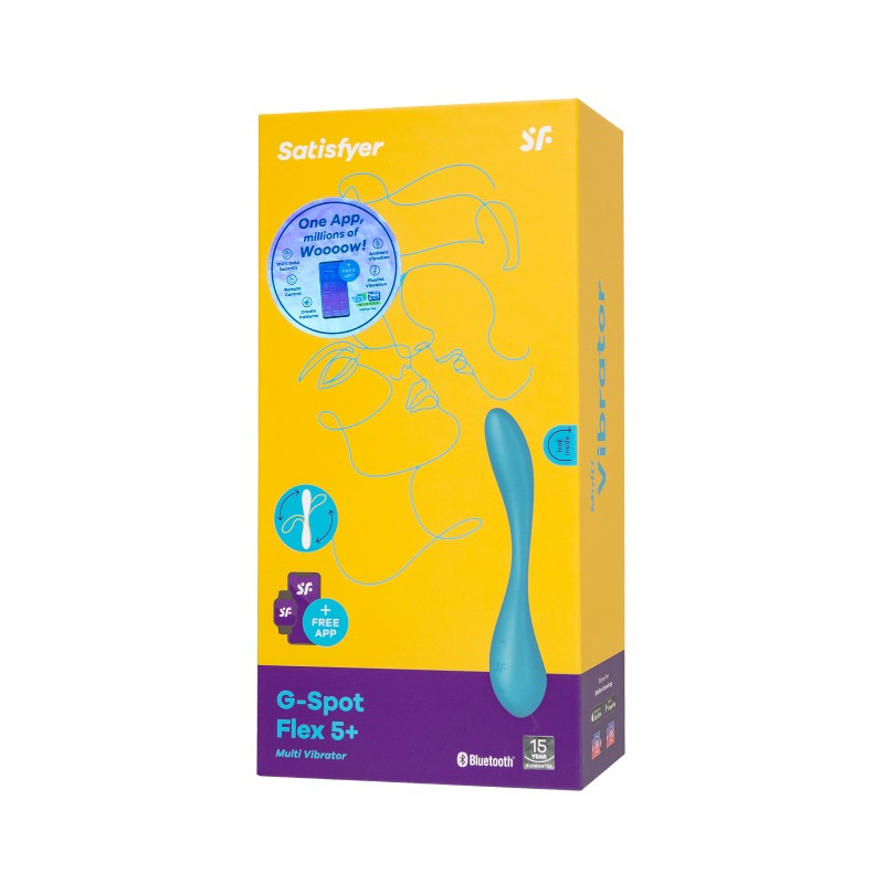 Стимулятор точки G с фиксацией формы Satisfyer G-Spot Flex 5 Connect App, голубой, 19,6 см