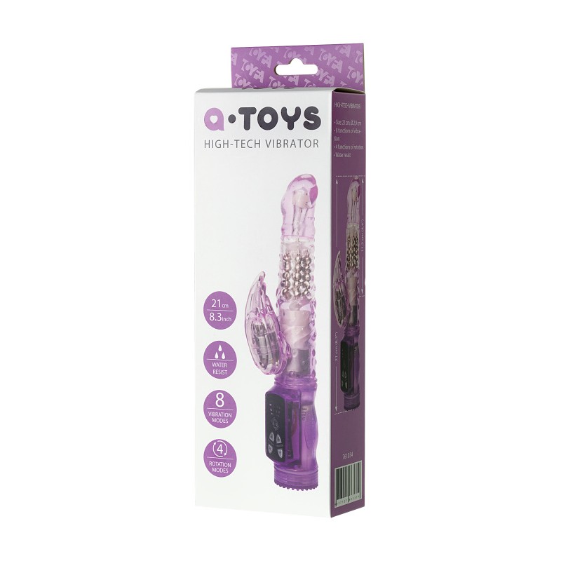 Вибратор с клиторальным стимулятором A-Toys by TOYFA High-Tech fantasy, TPE, фиолетовый, 22 см