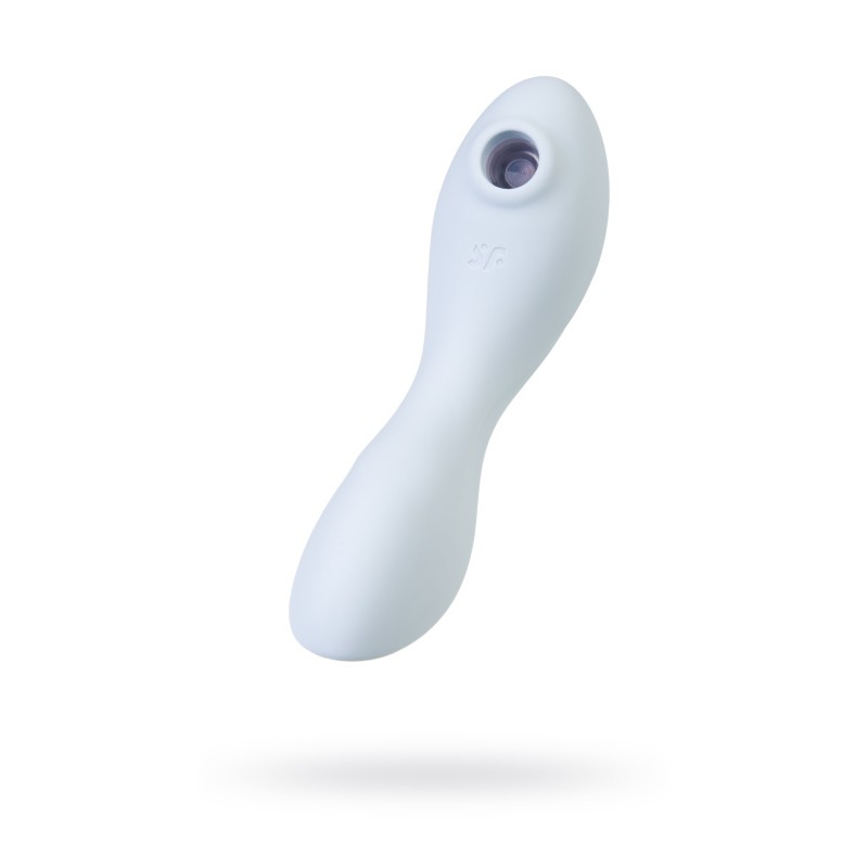 Вакуумный стимулятор клитора с вибрацией Satisfyer Curvy Trinity 5+ Connect App, голубой, 16,5 см
