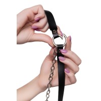 Портупея-чокер-ошейник Pecado BDSM, с поводком и карабином в виде кольца, натуральная кожа, чёрная