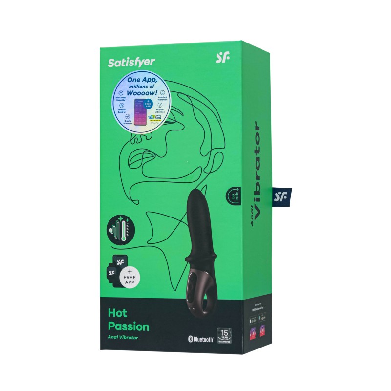 Фото  Анальный вибратор с нагревом Satisfyer Hot Passion Connect App, силикон, черный, 18 см