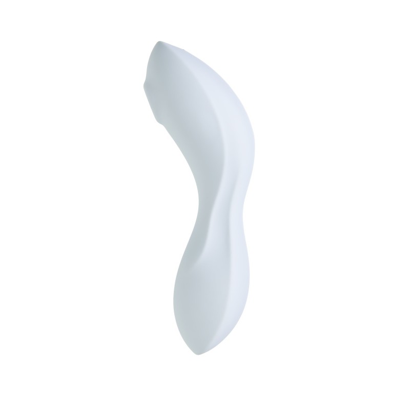Вакуумный стимулятор клитора с вибрацией Satisfyer Curvy Trinity 5+ Connect App, голубой, 16,5 см