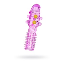 Насадка на пенис с шариками TOYFA Basic, TPE, фиолетовый, 14 см