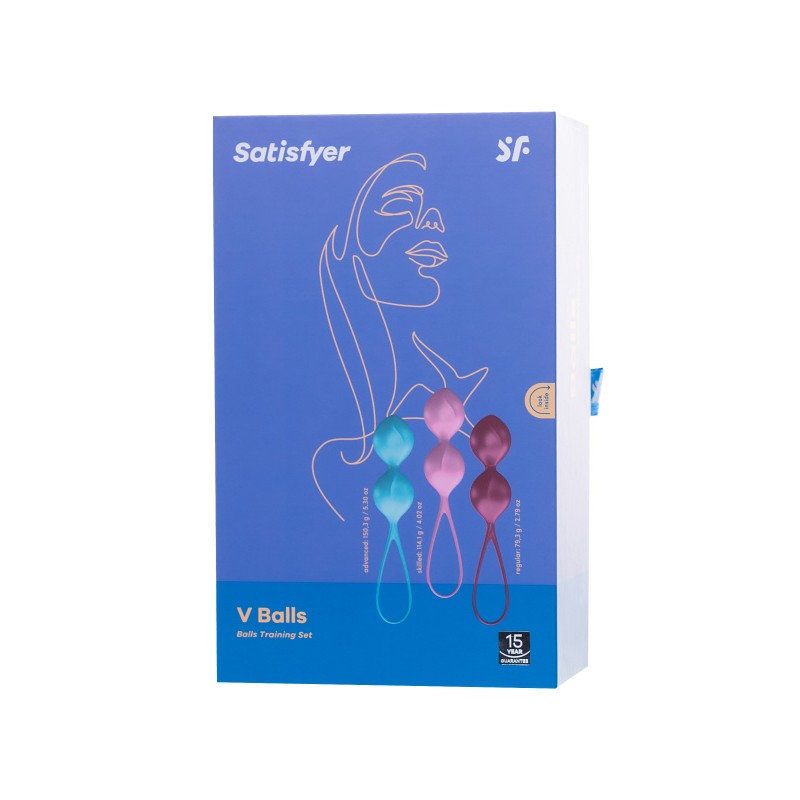 Набор вагинальных шариков Satisfyer Balls C03 Double, силикон, ассорти, Ø 3 см.