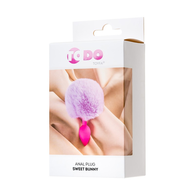 Анальная втулка с хвостом ToDo by Toyfa Sweet bunny, силикон, розовая, 13 см, Ø 2,8 см, 44 г