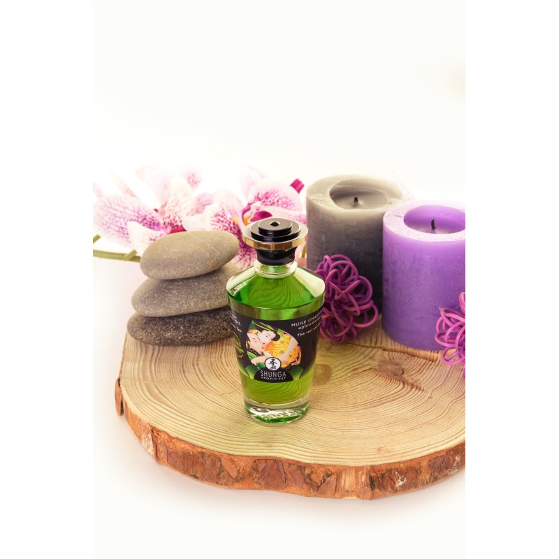Масло массажное для тела Shunga «Экзотический зеленый чай» (Exotic Green Tea), разогревающее, 100мл.