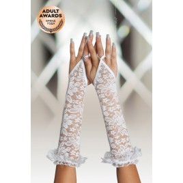 Перчатки кружевные длинные SoftLine Collection, белый, S/L