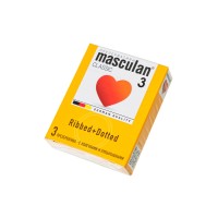 Презервативы Masculan, сlassic 3, doty, латекс, кольца, точечные, розовые, 19 см, 5,3 см, 3 шт.