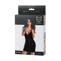 Платье Glossy Naomi из материала Wetlook, черное, M