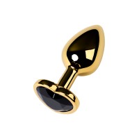 Анальная втулка Metal by TOYFA, металл, золотая, с чёрным кристаллом, 8 см, Ø 3,4 см, 85 г