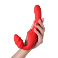 Безремневой страпон Black & Red by TOYFA с вибрацией, силикон, красный, 35 см