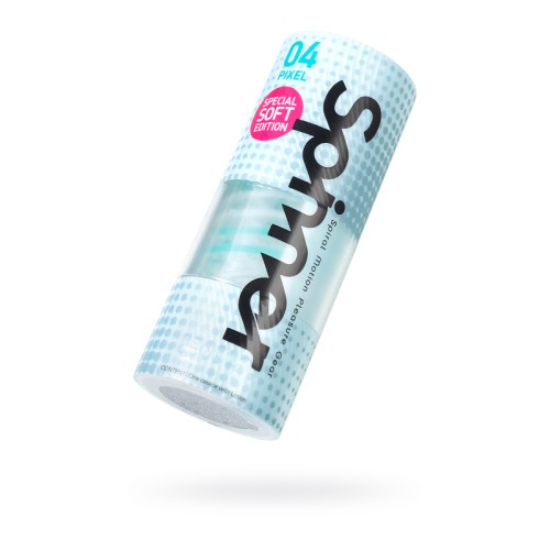 Нереалистичный мастурбатор TENGA SPINNER  PIXEL SPECIAL SOFT, TPE, голубой, 14 см