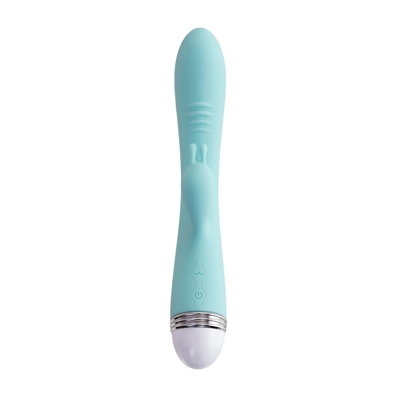 Вибратор с клиторальным стимулятором Flovetta Iris, силикон, голубой, 22 см
