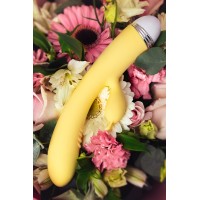 Вибратор с клиторальным стимулятором Flovetta Aster, силикон, желтый, 22 см