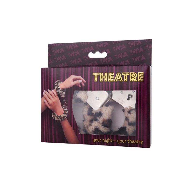 Наручники TOYFA Theatre, меховые, леопардовые, 28 см.