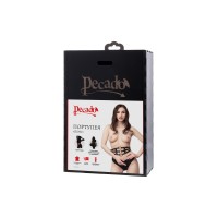 Пояс Pecado BDSM, с кольцами, натуральная кожа, черный