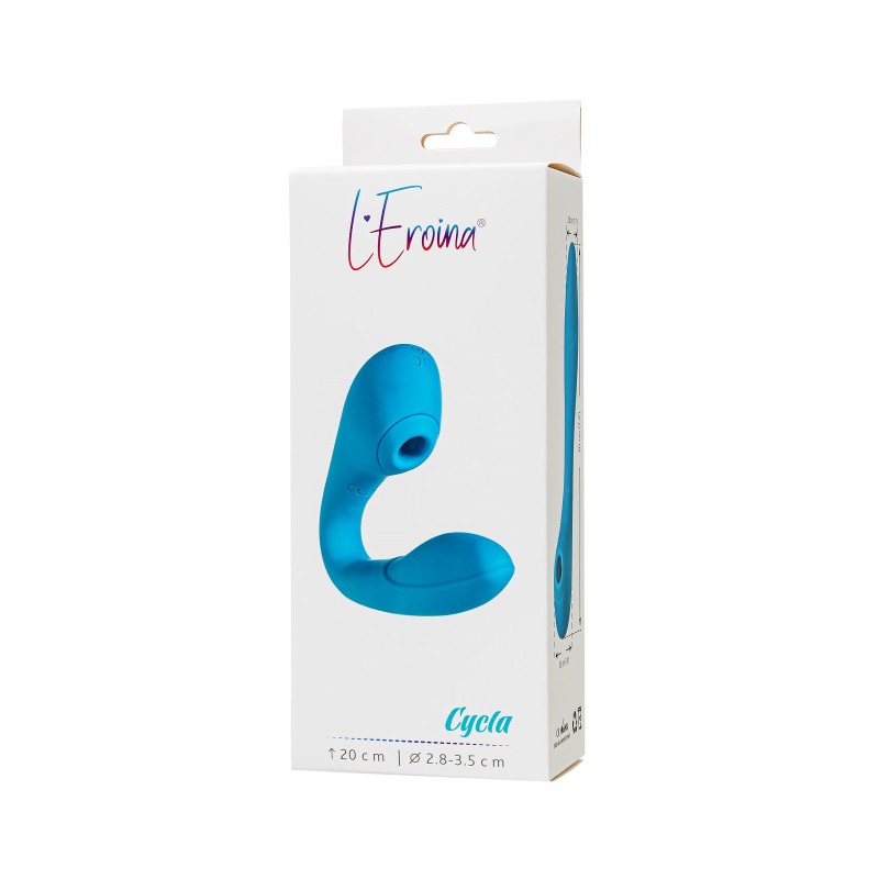 Многофункциональный вибратор L'Eroina Cycla, силикон, голубой, 20 см