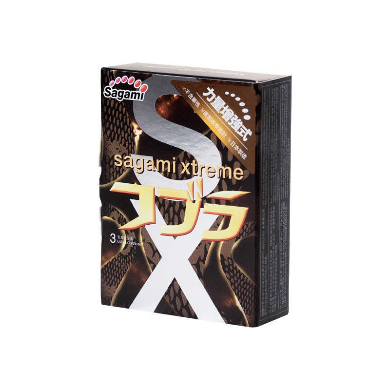 Презервативы Sagami, xtreme, cobra, латекс, 19 см, 5,3 см, 3 шт.