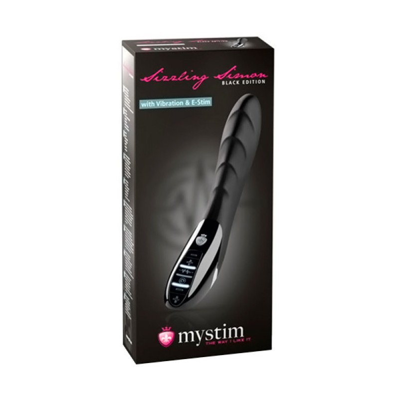 Вибратор Mystim Sizzling Simon силиконовый с электростимуляцией, черный, 27см