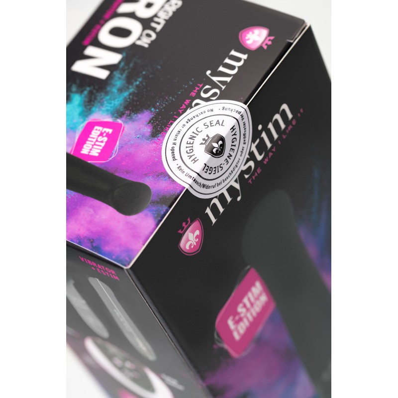Вибратор Mystim Right on Ron с электростимуляцией, силикон, черный, 16,5 см