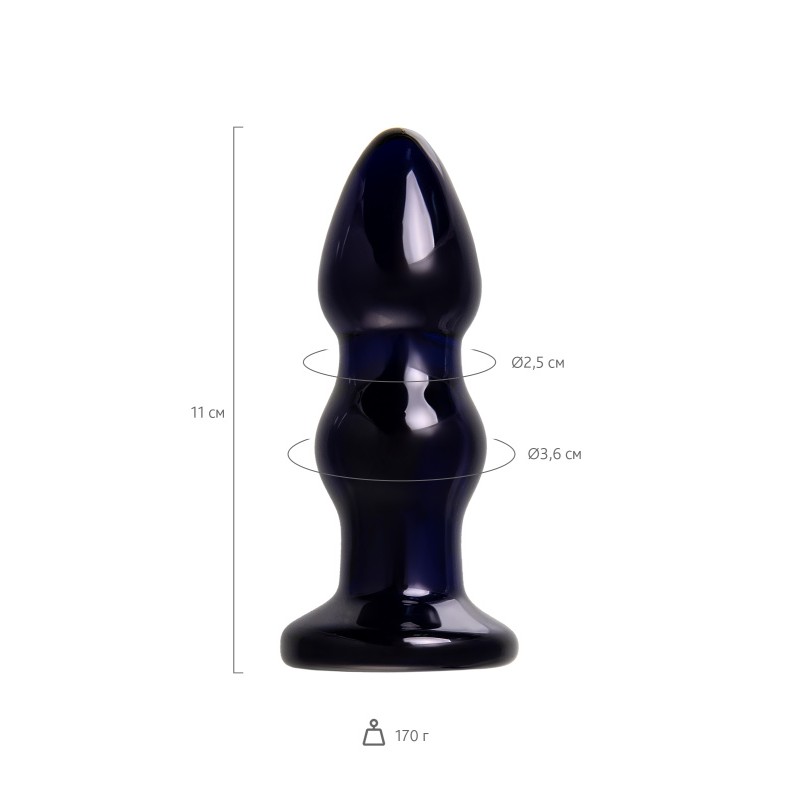 Стеклянная вибровтулка Sexus Glass, стекло, синяя, 11 см