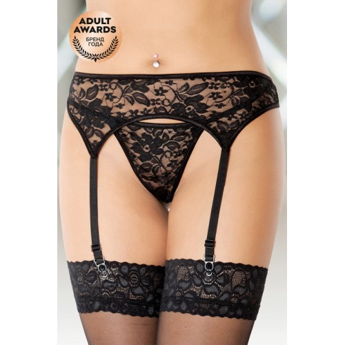 Изображение SoftLine Collection, Польша Пояс для чулок и стринги SoftLine Collection из кружева, черный, S/M