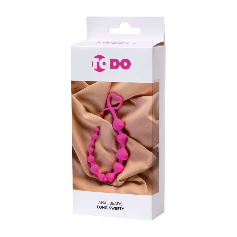 Анальная цепочка ToDo by Toyfa Long Sweety, силикон, розовая, 34 см, Ø 2,7 см