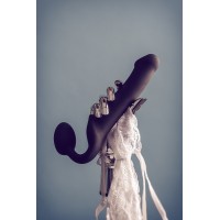 Безремневой нереалистичный страпон Strap-on-me, L, силикон, черный, 25 см