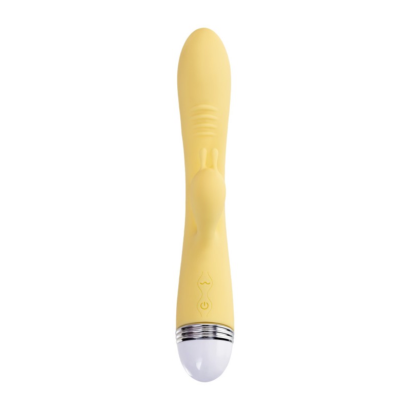 Вибратор с клиторальным стимулятором Flovetta Aster, силикон, желтый, 22 см