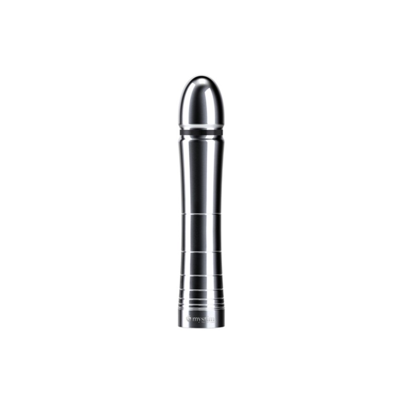 Фаллоимитатор Mystim Glossy Glen, электростимуляция, хирургическая сталь, серебряный, 14 см