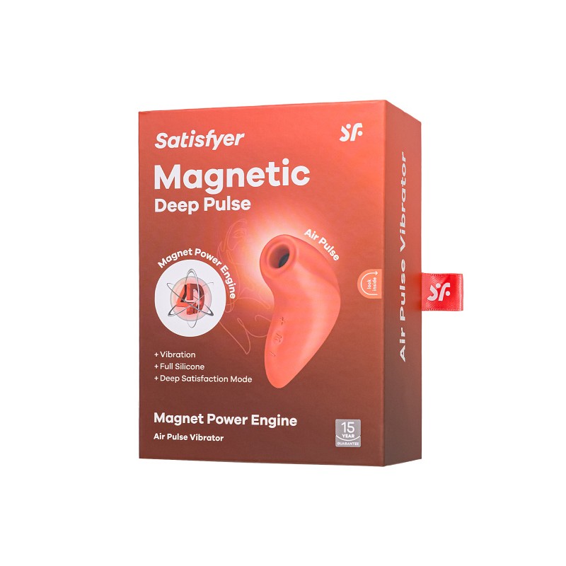 Вакуум-волновой стимулятор клитора Satisfyer Magnetic Deep Pulse, силикон, абрикосовый, 11,6 см