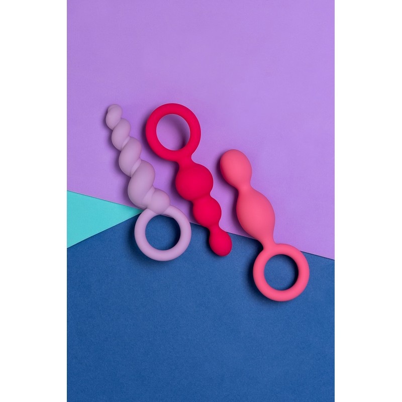 Набор анальных плагов Satisfyer Booty Call colored 3 шт, силикон, ассорти, 13,5 см