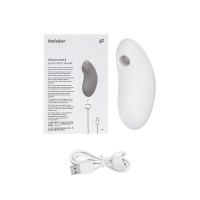 Вакуум-волновой стимулятор клитора с вибрацией Satisfyer Vulva Lover 2, силикон, белый, 11,9 см